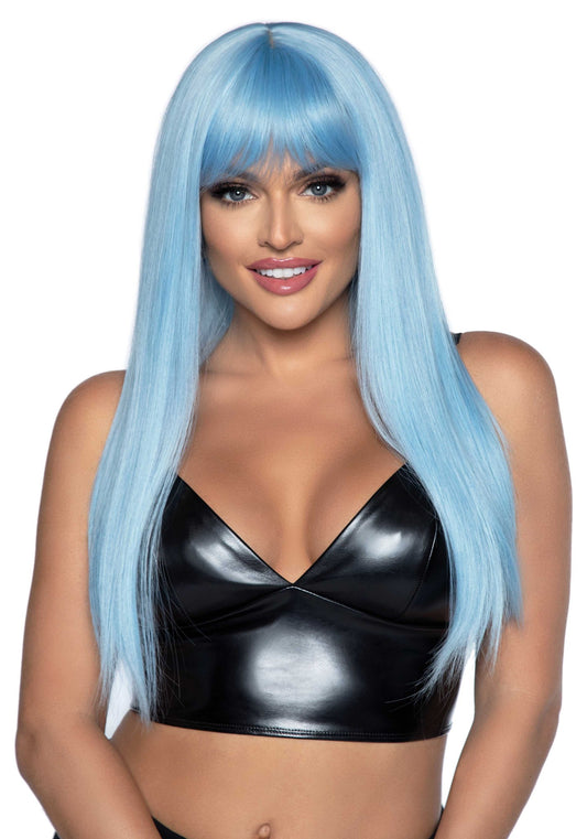 Long straight bang wig Blue