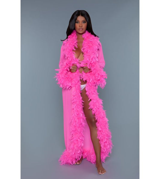 Be Wicked Chandelle Feather Long Sheer Glamour Robe