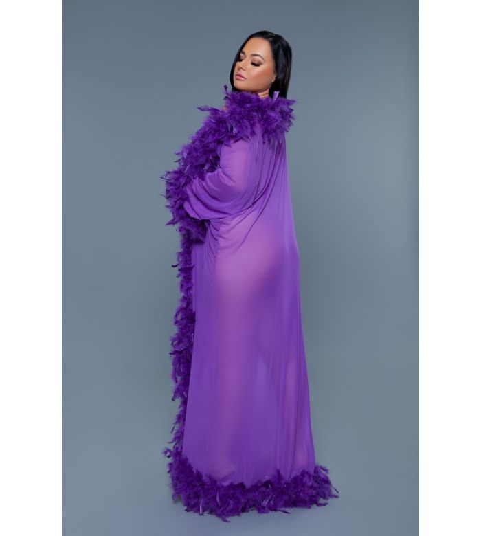 Be Wicked Chandelle Feather Long Sheer Glamour Robe