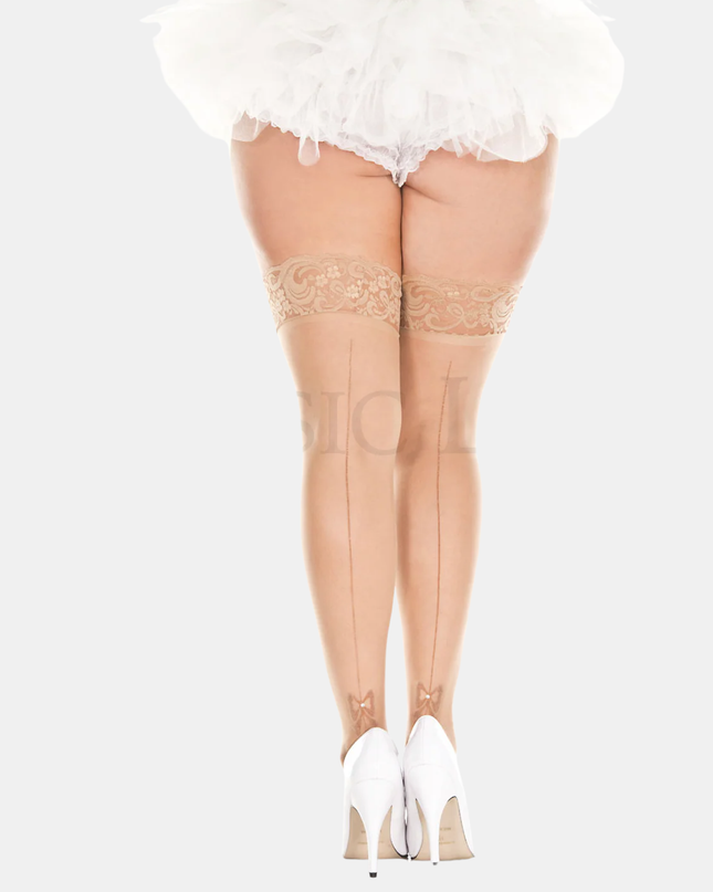 Háir sokkar "bow sheer" Queen size
