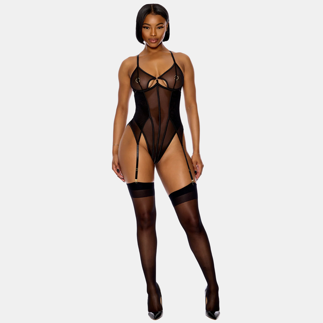 C-Ring Mesh Samfella Með Sokkaböndum