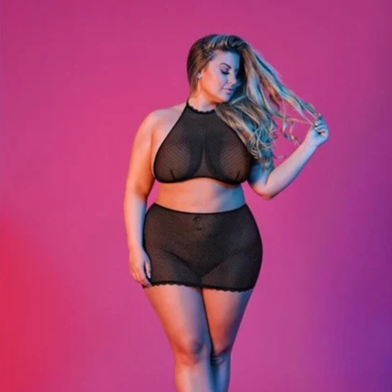 Undirfata Sett Toppur & Pils Svart Hálfgegnsætt