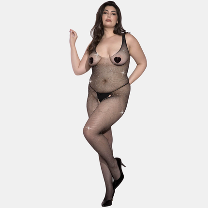 Netagalli "Rhinstone" Black fishnet Queen size
