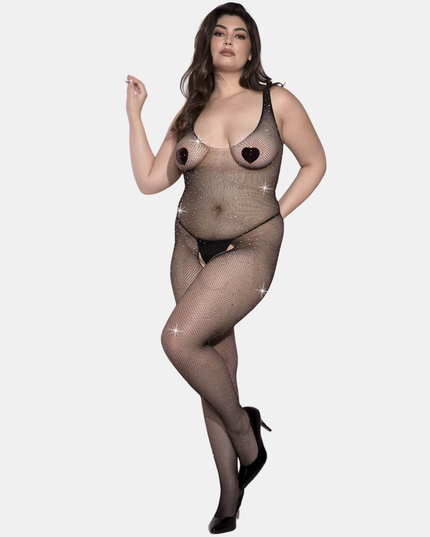 Netagalli "Rhinstone" Black fishnet Queen size