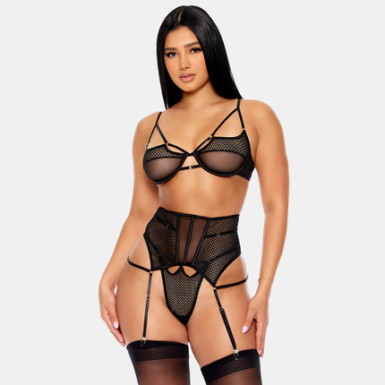 Undirfata Sett & Sokkabandabelti Svart