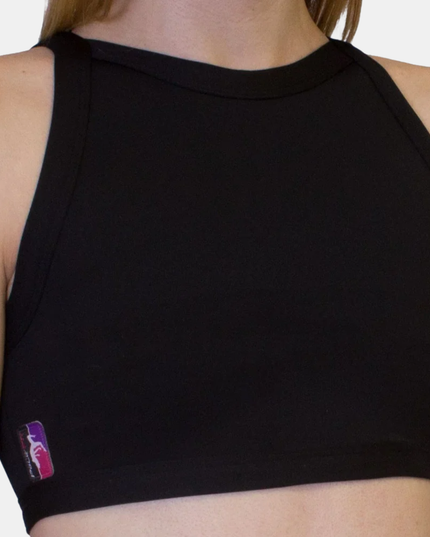 High Neck íþróttatoppur Svartur