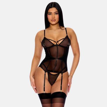 C-Ring Mesh Korselett & G-Strengur