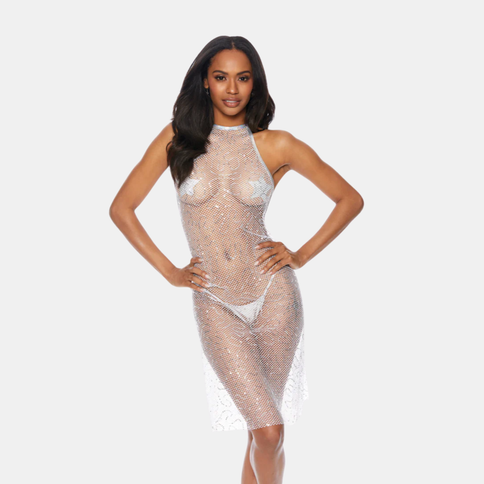 Glimmer neta kjóll "Sequin fishnet"