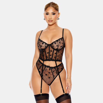 Heart You Embroidered Longline Bustier Sett