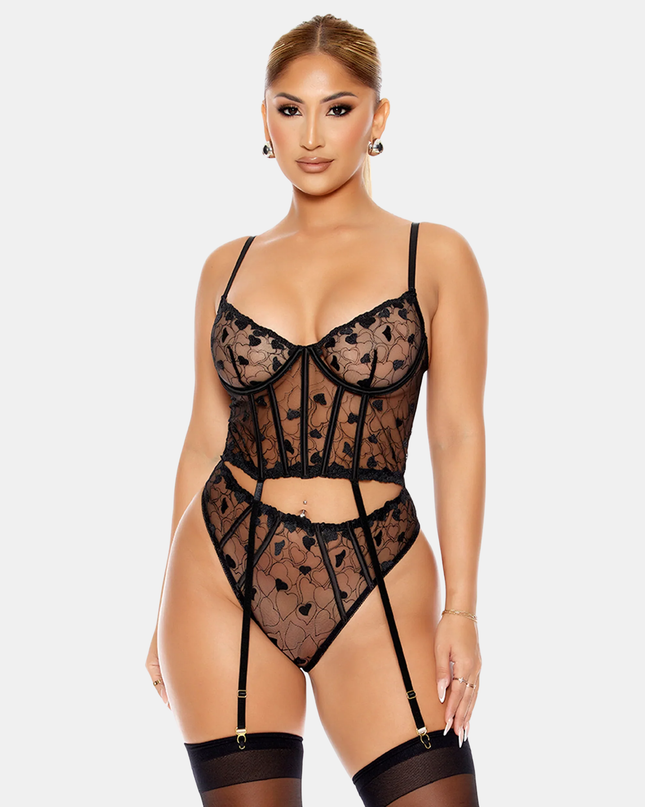 Heart You Embroidered Longline Bustier Sett