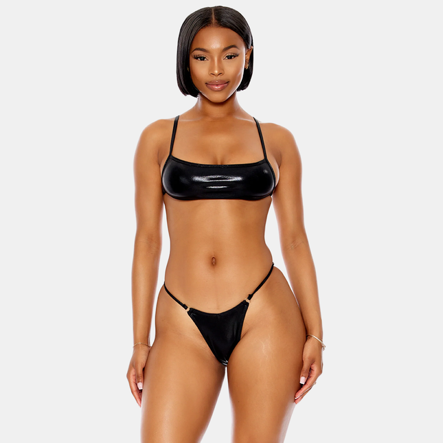 Bikini Metallic Black Sett