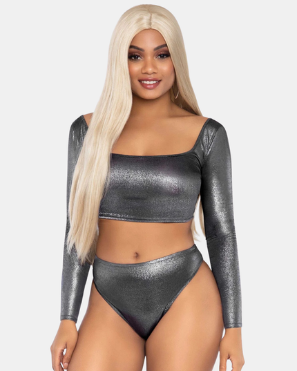 Krop Toppur & Kynþokkafullar Bikini Buxur Silfur Glans