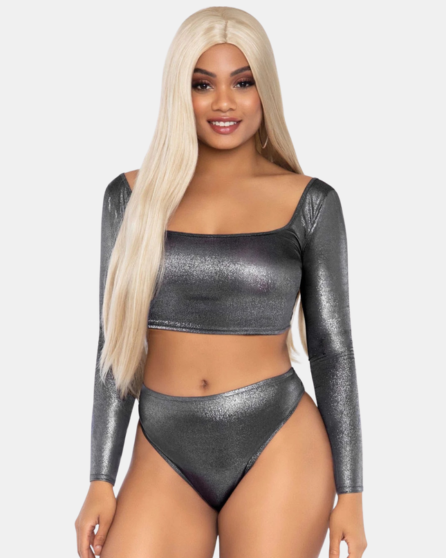 Krop Toppur & Kynþokkafullar Bikini Buxur Silfur Glans