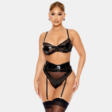 Vínil Undirfata Sett Með Sokkaböndum