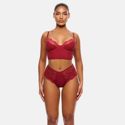 Longline Undirfata Sett Vínrautt