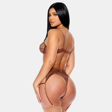 Undirfata Sett & Sokkabandabelti Brúnt