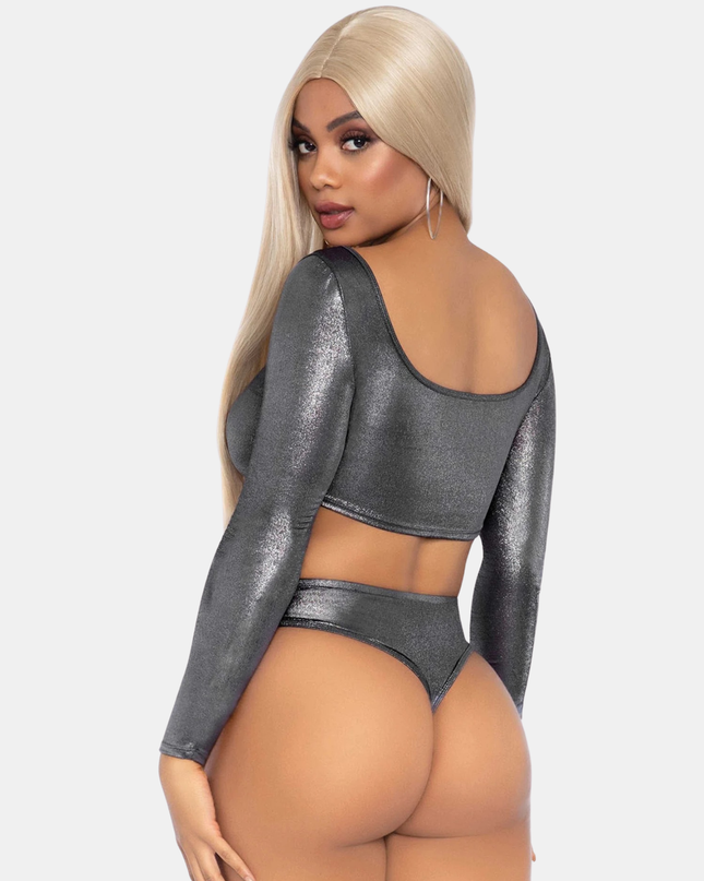Krop Toppur & Kynþokkafullar Bikini Buxur Silfur Glans