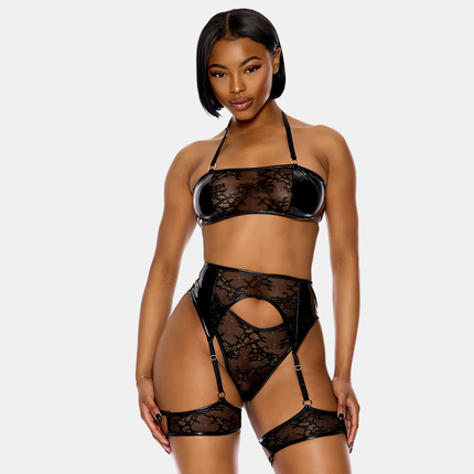 Perfect Pair Vinyl and Lace Undirfata Sett