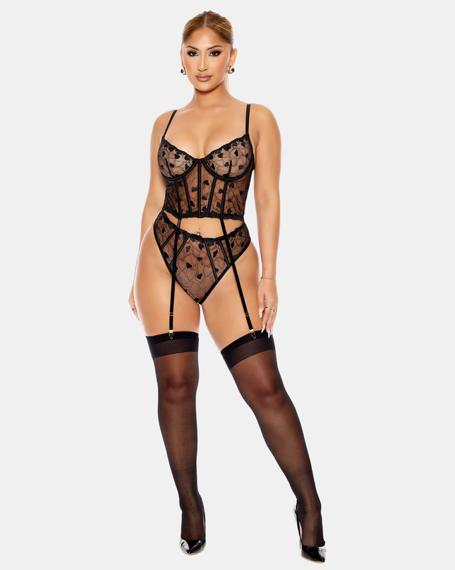 Heart You Embroidered Longline Bustier Sett