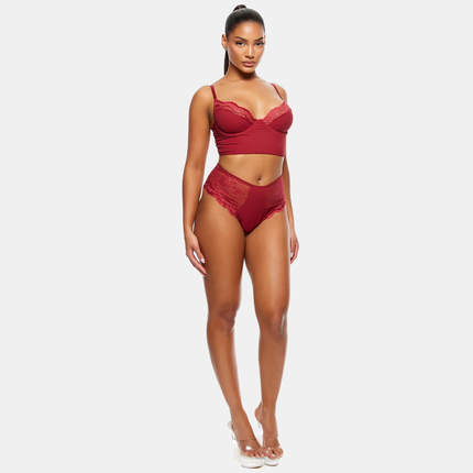 Longline Undirfata Sett Vínrautt