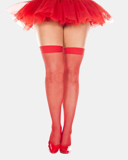 Háir sokkar "Fishnet" Thigh hi Queen size