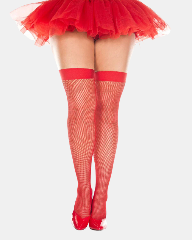 Háir sokkar "Fishnet" Thigh hi Queen size