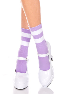 Ankle High Socks with Striped Top