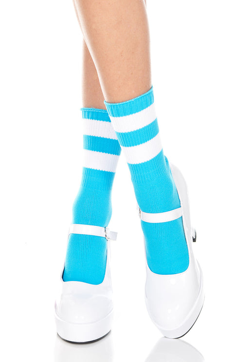 Ankle High Socks with Striped Top