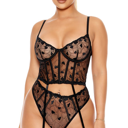 Heart You Embroidered Longline Bustier Sett