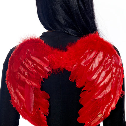 Mini Marabou Feather Engla vængir Til í Rauðu & Hvítu