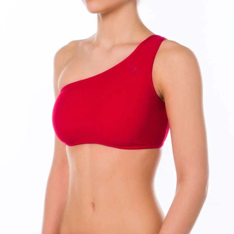 Dragonfly One Shoulder Top Red Small