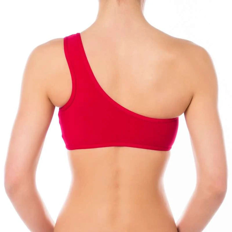 Dragonfly One Shoulder Top Red Small