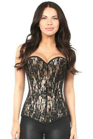 Lavish Tan Lace Front Zipper Corset