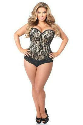 Lavish Tan Lace Front Zipper Corset