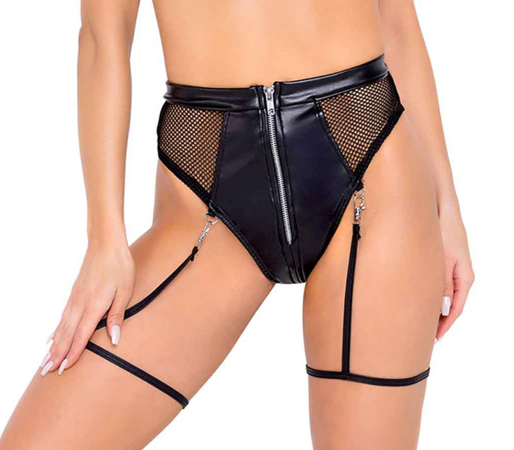 Svartar Mattar Vínyl Bikiní Buxur