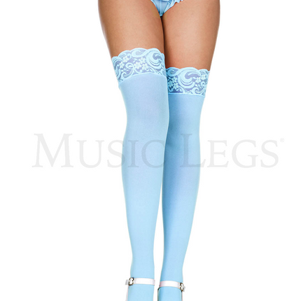Háir sokkar "lace top" Opaque Thigh hi