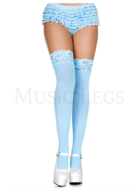 Háir sokkar "lace top" Opaque Thigh hi