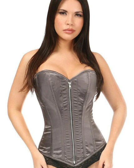 Top Drawer Satín Gunmetal Korset