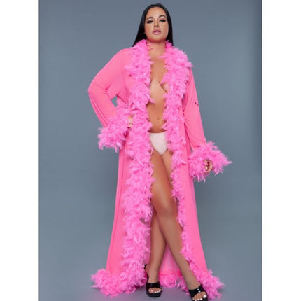 Long Sheer Feather Glamour Robe