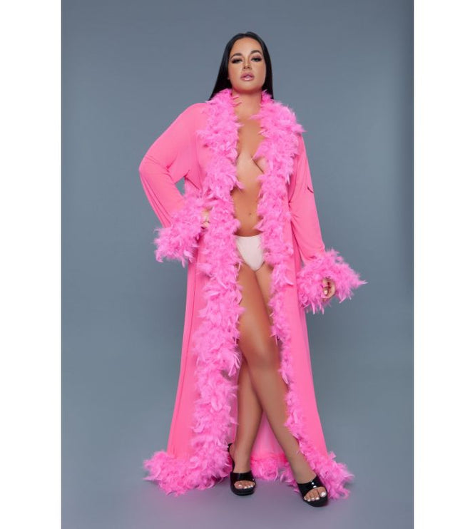 Long Sheer Feather Glamour Robe