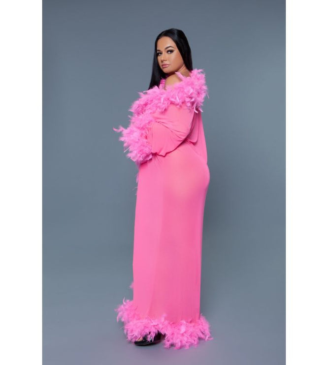 Long Sheer Feather Glamour Robe