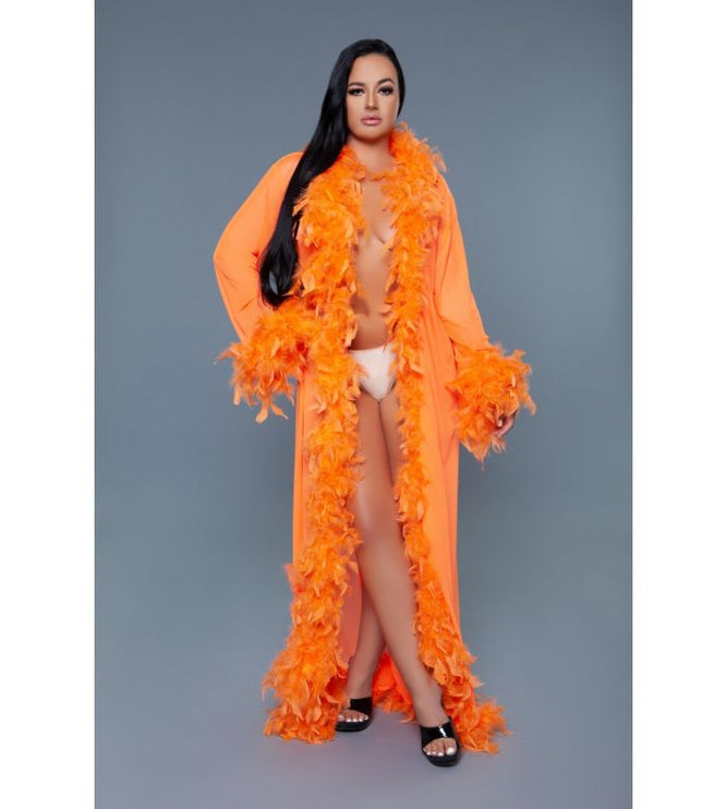 Long Sheer Feather Glamour Robe