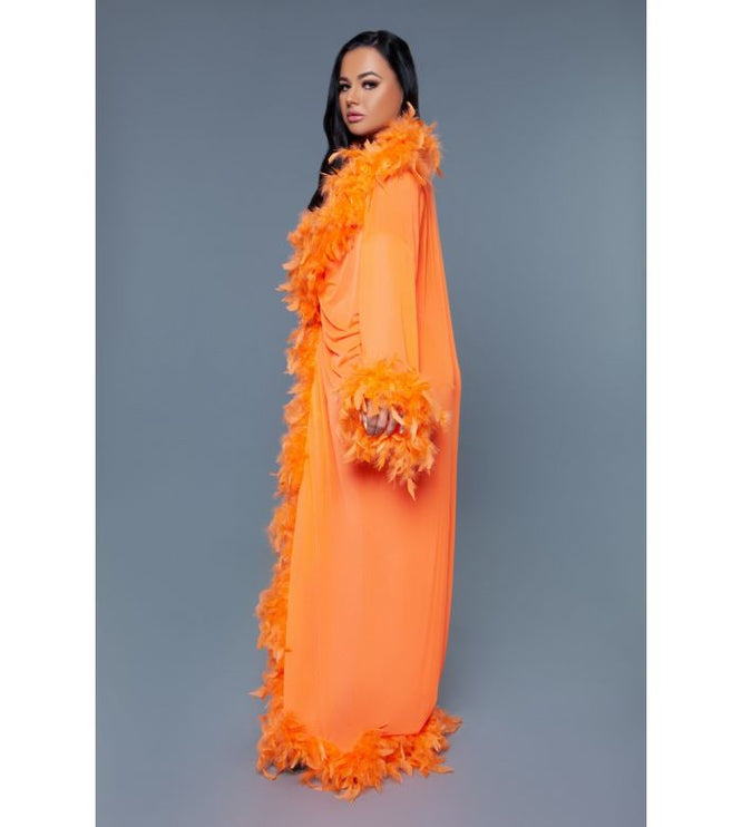 Long Sheer Feather Glamour Robe