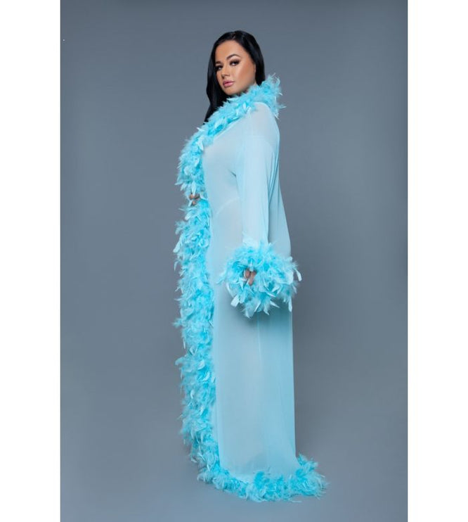 Long Sheer Feather Glamour Robe