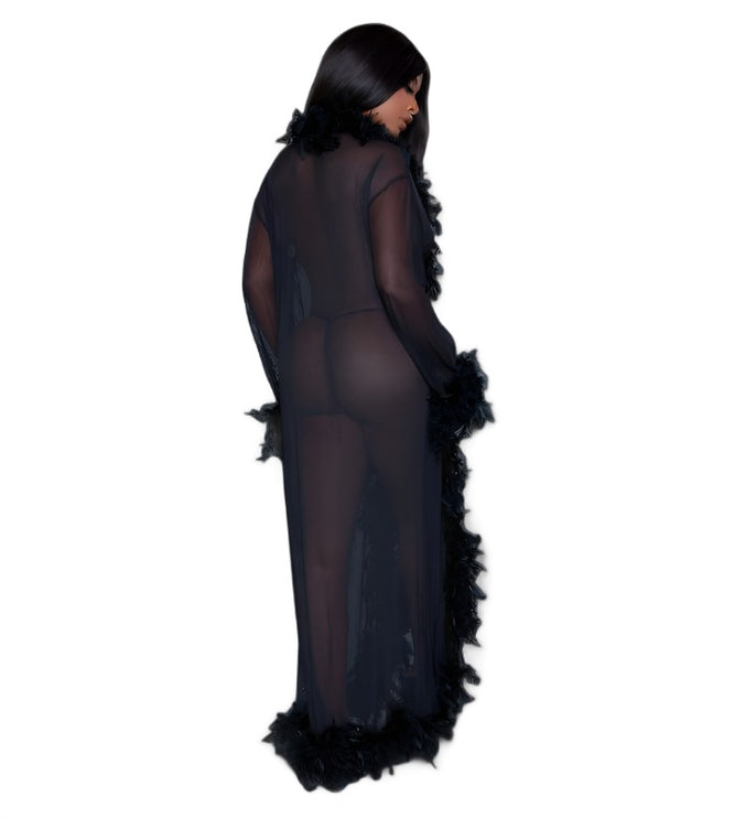 Long Sheer Feather Glamour Robe