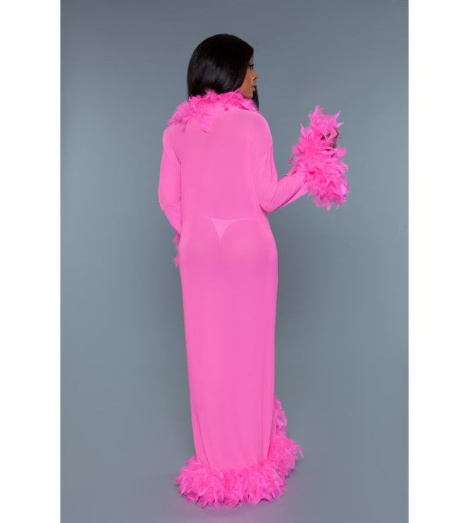 Long Sheer Feather Glamour Robe