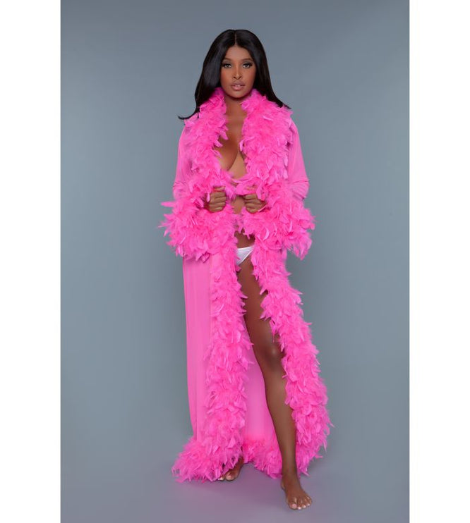 Long Sheer Feather Glamour Robe