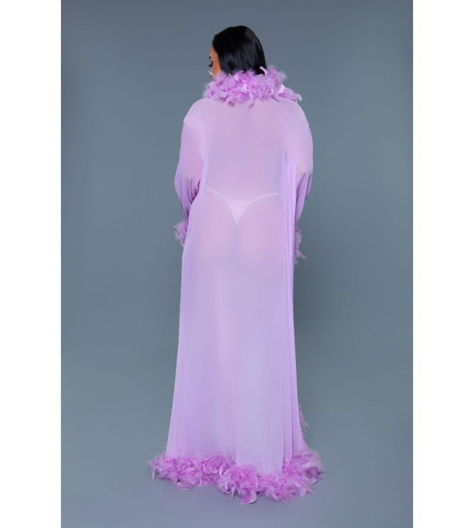 Long Sheer Feather Glamour Robe