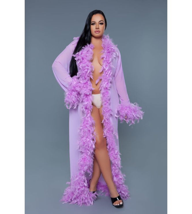 Long Sheer Feather Glamour Robe