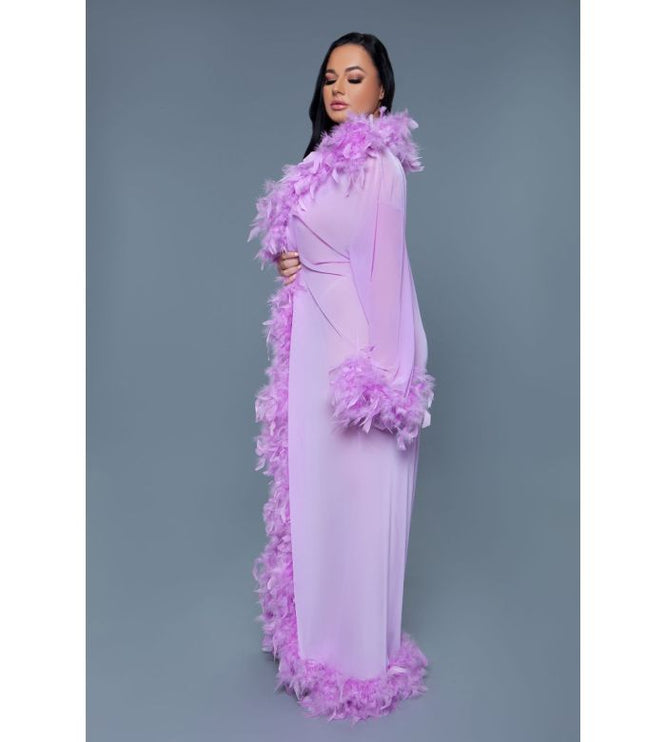 Long Sheer Feather Glamour Robe